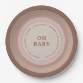 Boho Rainbow Baby shower Earthy Blush Girl Papieren Bordje (Voorkant)