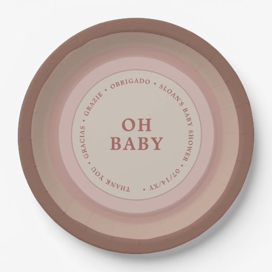 Boho Rainbow Baby shower Earthy Blush Girl Papieren Bordje (Voorkant)