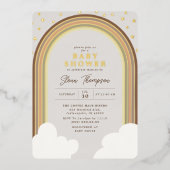 Boho Rainbow Baby shower Earthy Gender Neutral Folie Uitnodiging (Voorkant)