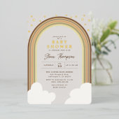 Boho Rainbow Baby shower Earthy Gender Neutral Folie Uitnodiging (Staand Voorkant)