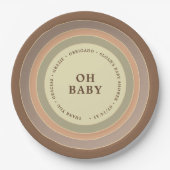 Boho Rainbow Baby shower Earthy Gender Neutral Papieren Bordje (Voorkant)