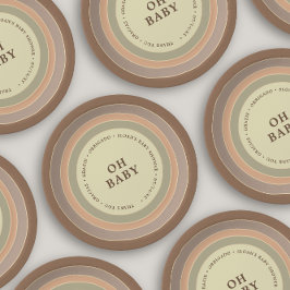 Boho Rainbow Baby shower Earthy Gender Neutral Papieren Bordje