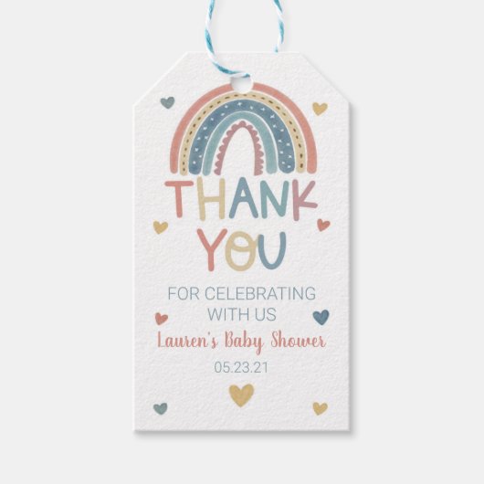 Boho Rainbow Baby shower Favor Gift Label Cadeaulabel (Voorkant)