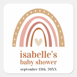 Boho Rainbow Baby shower Favor Sticker