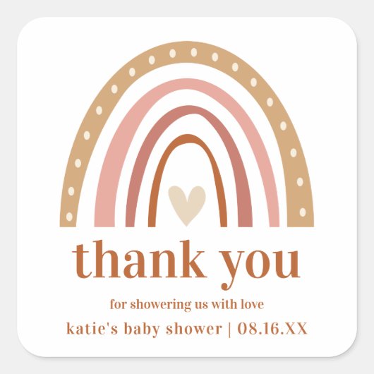 Boho Rainbow Baby shower Favor Sticker (Voorkant)