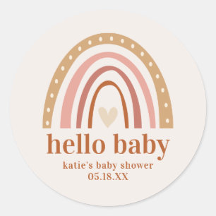 Boho Rainbow Baby shower Favor Sticker Paper Bord