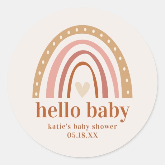 Boho Rainbow Baby shower Favor Sticker Paper Bord (Voorkant)
