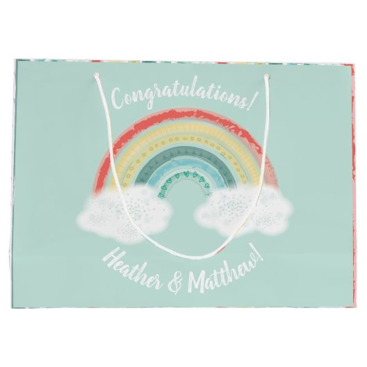 Boho Rainbow Baby shower Groot Cadeauzakje (Achterkant)