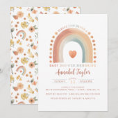 Boho Rainbow Baby shower Invitation - Aardse Water Kaart (Voorkant / Achterkant)