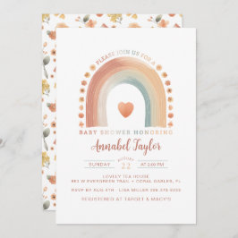 Boho Rainbow Baby shower Invitation - Aardse Water Kaart