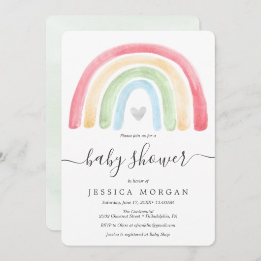 Boho Rainbow Baby shower Invitation Card Kaart (Voorkant / Achterkant)