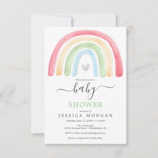 Boho Rainbow Baby shower Invitation Card Kaart (Voorkant)