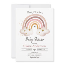 Boho Rainbow Baby shower Invitation Girl Rustic