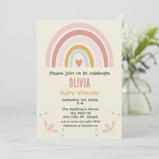 Boho Rainbow Baby shower Invitation |  Kaart (Staand voorkant)