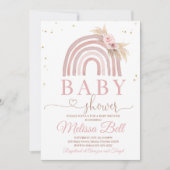 Boho Rainbow Baby shower Invitation Pampas Kaart (Voorkant)