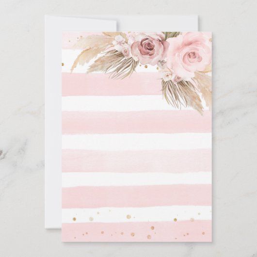 Boho Rainbow Baby shower Invitation Pampas Kaart (Achterkant)