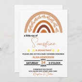 Boho Rainbow Baby shower Invitation Terracotta Sun Kaart (Voorkant / Achterkant)