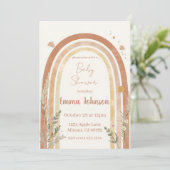 Boho Rainbow Baby Shower Invitation – Watercolor Kaart (Staand voorkant)