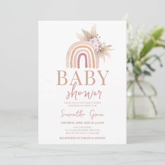 Boho Rainbow Baby shower Kaart (Staand voorkant)