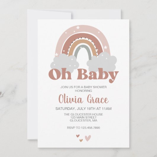 Boho Rainbow Baby shower Kaart (Voorkant)