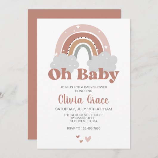 Boho Rainbow Baby shower Kaart (Voorkant / Achterkant)
