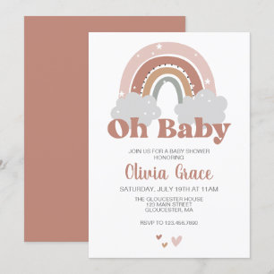 Boho Rainbow Baby shower Kaart