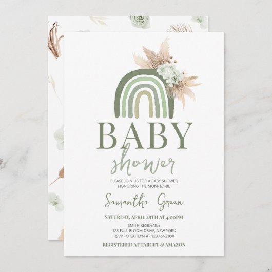 Boho Rainbow Baby shower Kaart (Voorkant / Achterkant)