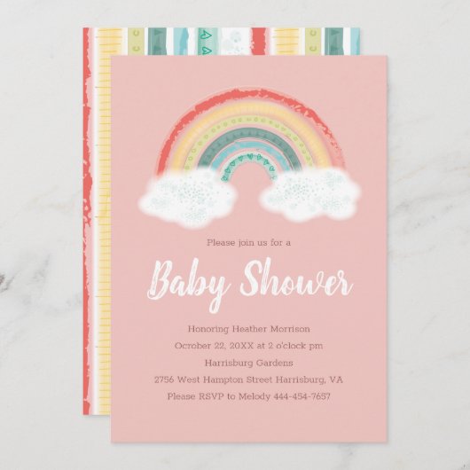 Boho Rainbow Baby shower Kaart (Voorkant / Achterkant)