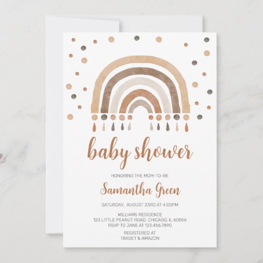Boho Rainbow Baby shower Kaart (Voorkant)