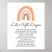 Boho Rainbow Baby shower Late Night Diaper game Poster (Voorkant)