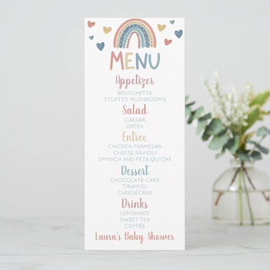 Boho Rainbow Baby shower Menu (Staand voorkant)