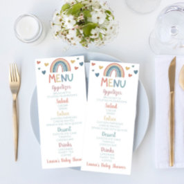 Boho Rainbow Baby shower Menu