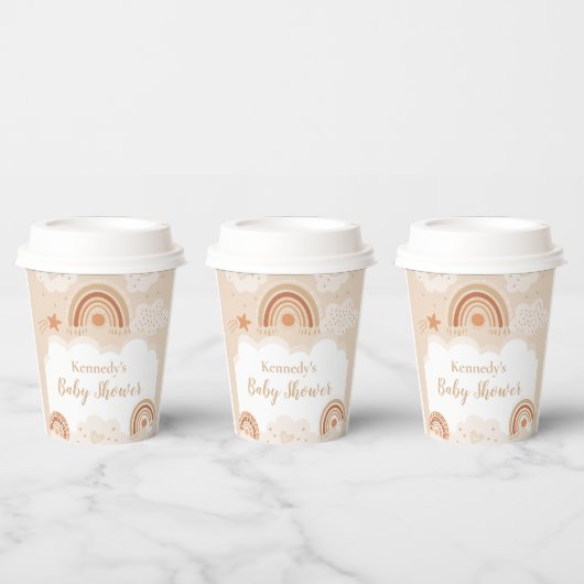 Boho Rainbow Baby shower Papieren Bekers (Multi)