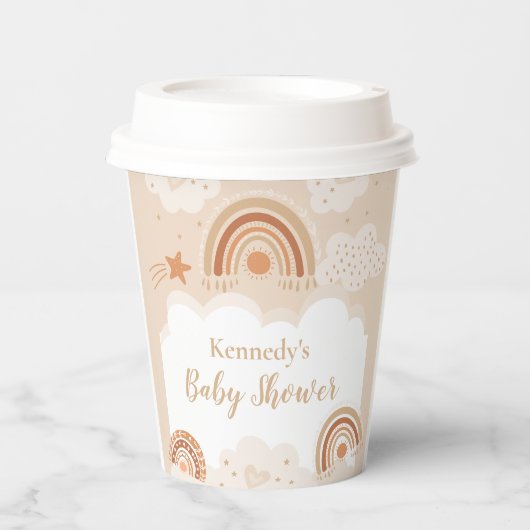Boho Rainbow Baby shower Papieren Bekers (Voorkant)