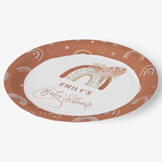 Boho Rainbow Baby shower Papieren Bordje (Gekanteld)