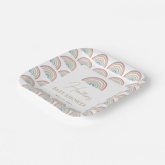 Boho Rainbow Baby shower Papieren Bordje (Gebogen)
