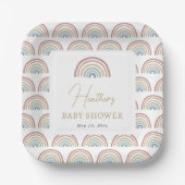 Boho Rainbow Baby shower Papieren Bordje (Voorkant)