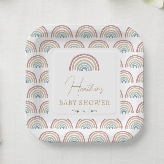 Boho Rainbow Baby shower Papieren Bordje
