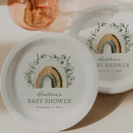 Boho Rainbow Baby shower Papieren Bordje