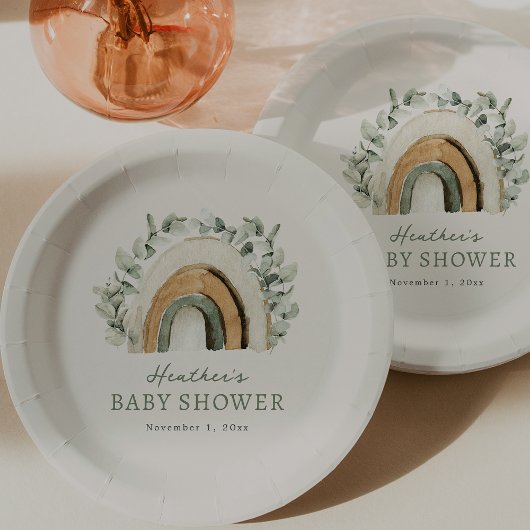 Boho Rainbow Baby shower Papieren Bordje
