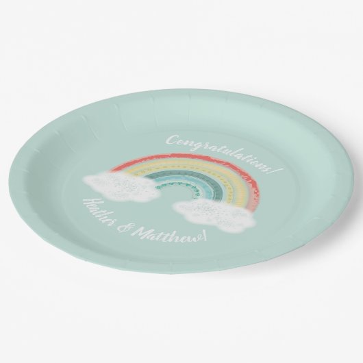 Boho Rainbow Baby shower Papieren Bordje (Gekanteld)