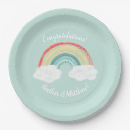 Boho Rainbow Baby shower Papieren Bordje