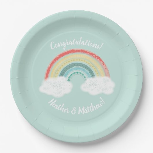 Boho Rainbow Baby shower Papieren Bordje (Voorkant)