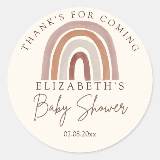 Boho Rainbow Baby Shower – Perfectly Neutral Ronde Sticker (Voorkant)