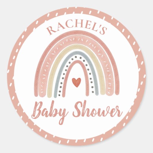 Boho Rainbow Baby shower Ronde Sticker (Voorkant)
