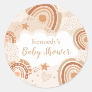 Boho Rainbow Baby shower Ronde Sticker