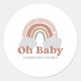 Boho Rainbow Baby shower Ronde Sticker