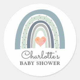 Boho Rainbow Baby shower Ronde Sticker
