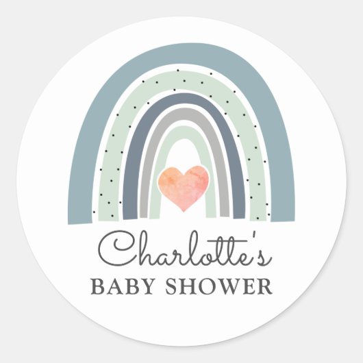 Boho Rainbow Baby shower Ronde Sticker (Voorkant)