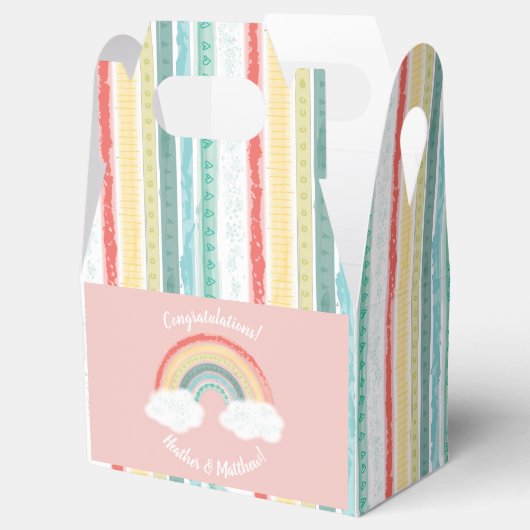 Boho Rainbow Baby shower Roze Bedankdoosjes (Geopend)